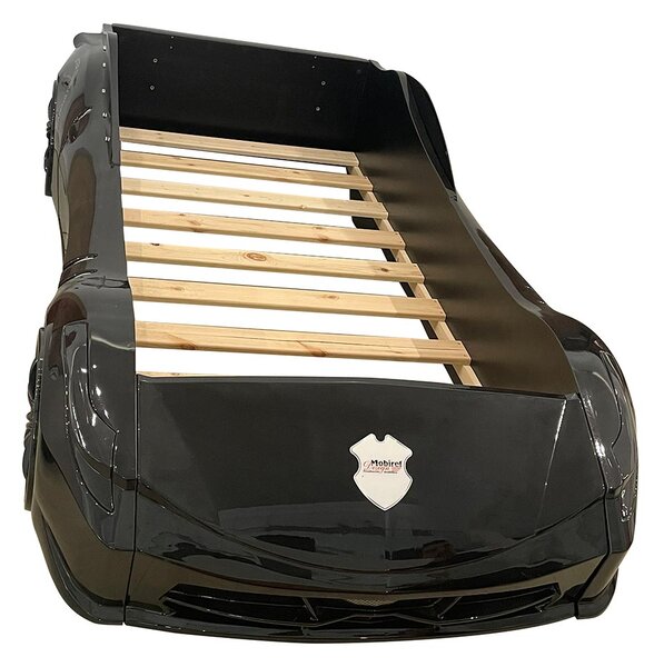 Pat Masinuta Copii cu LED, Corvette, Mobiref, 235 x 135 x 60 cm, Negru