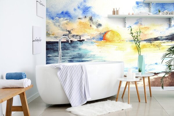 Tapet apus de soare radiant la mare