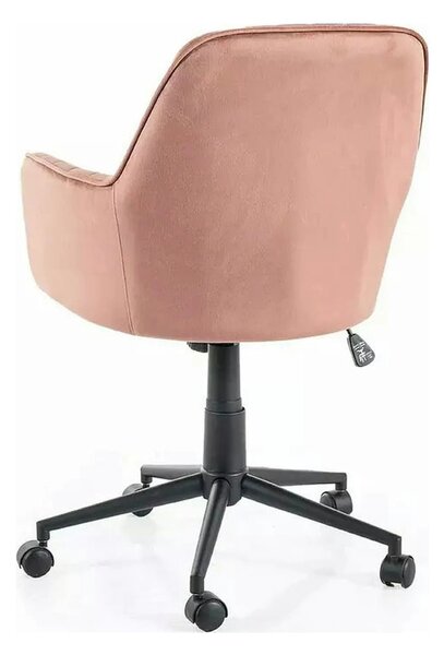 Scaun birou Q-886, roz antic/negru, stofa catifelata/metal, 55x44x83/9