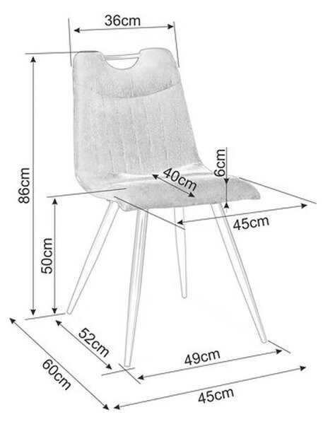 Scaun ORFE, gri/negru, stofa raiata/metal, 45x40x86 cm