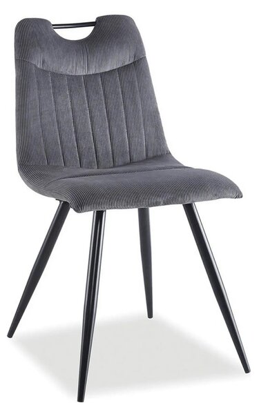Scaun ORFE, gri/negru, stofa raiata/metal, 45x40x86 cm