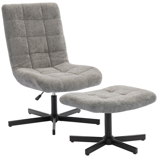 HOMCOM Scaun reclinabil pe 4 niveluri cu otoman separat în efect de catifea, 66x80x93-104 cm, Gri | Aosom Romania