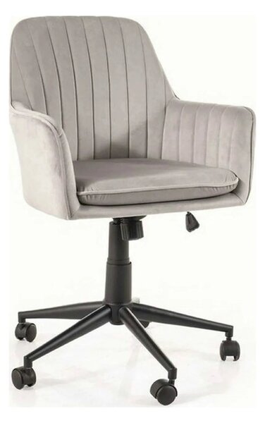 Scaun birou moale Q-886, gri deschis, stofa catifelata/metal, 58x44x83