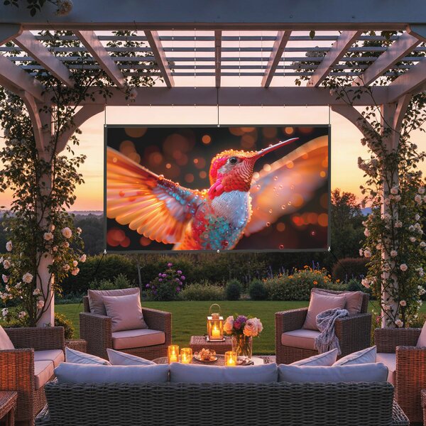 HOMCOM Ecran Proiector 100 Inch 4K/8K HD Format 16:9, Reglabil Manual, Lavabil, Unghi Vizualizare 160°, pentru Acasă, Cinema, Birou, Alb | Aosom Romania