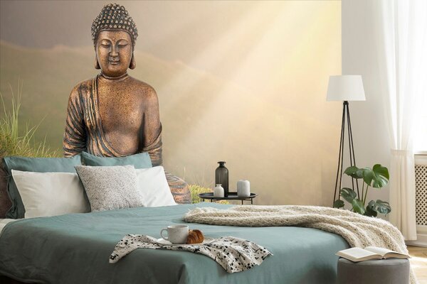 Tapet statuia Buddha într-o poziție de meditație