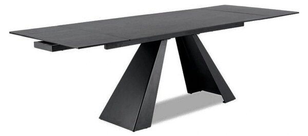 Masa extensibila SALVADORE CERAMIC, gri/negru mat, sticla securizata/c