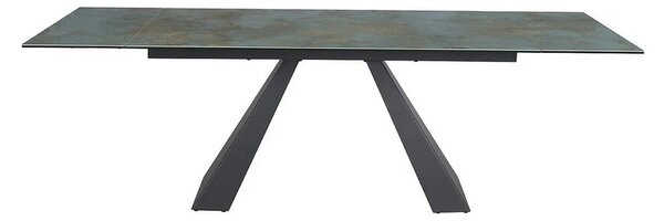 Masa extensibila SALVADORE CERAMIC, turcoaz/negru mat, sticla securiza
