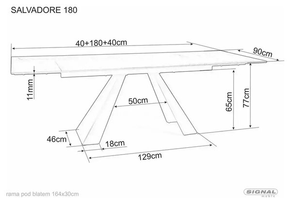 Masa extensibila SALVADORE CERAMIC, gri/negru mat, sticla securizata/c