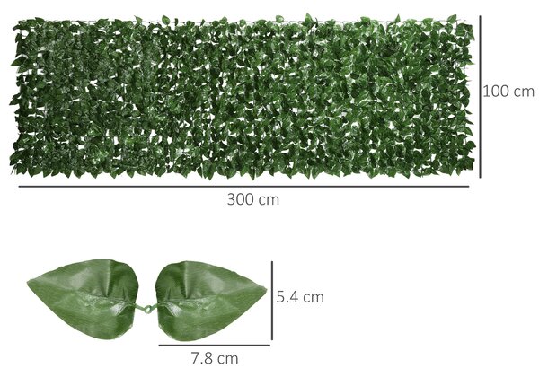 Outsunny Gard Viu Artificial din Fag pentru Balcon și Grădină, PE, 300x100 cm, Verde Închis | Aosom Romania