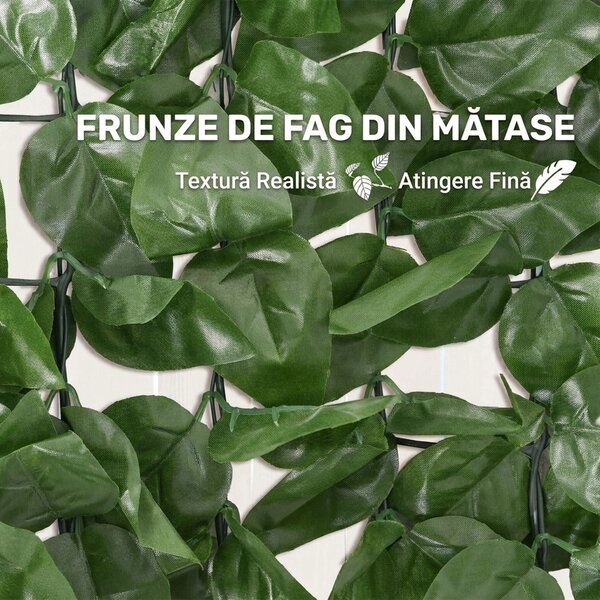 Outsunny Gard Viu Artificial din Fag pentru Balcon și Grădină, PE, 300x100 cm, Verde Închis | Aosom Romania
