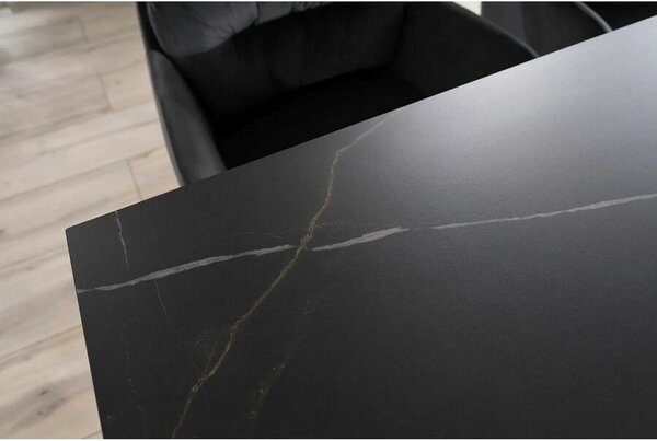 Masa extensibila SALVADORE CERAMIC, negru mat cu efect de marmura, sti
