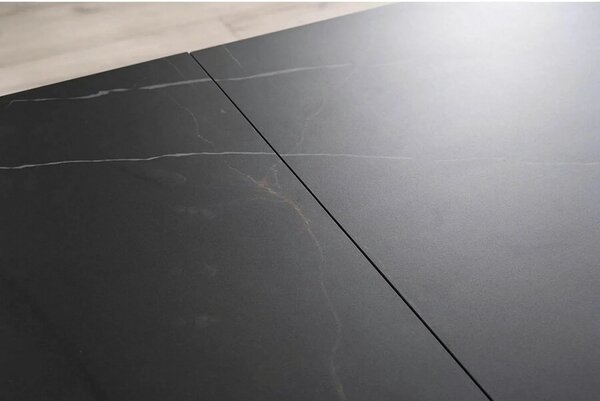 Masa extensibila SALVADORE CERAMIC, negru mat cu efect de marmura, sti