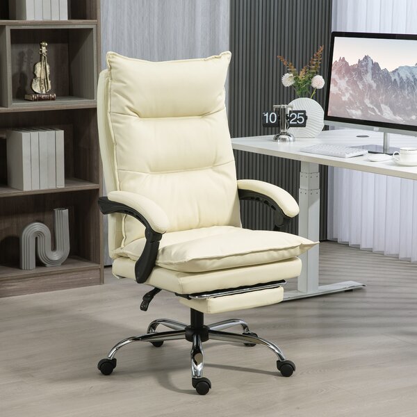 Vinsetto Fotoliu Birou Negru – Rabatabil, Suport Picioare & Ergonomic | Aosom Romania
