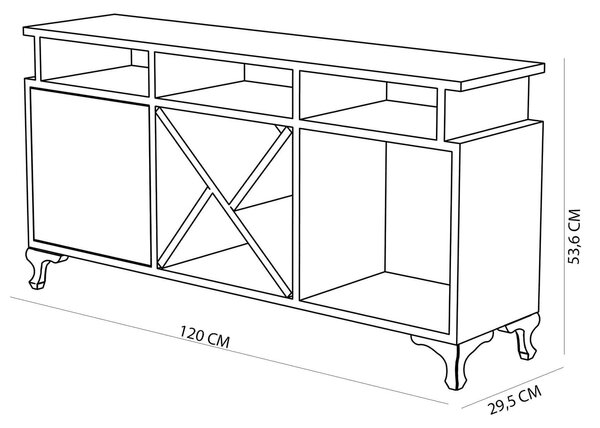 Comoda TV AY, alb/stejar, PAL melaminat, 120x30x54 cm