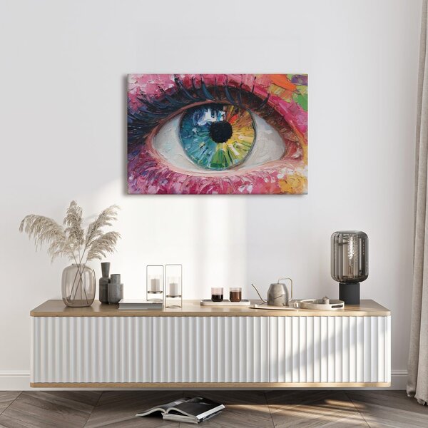 Tablou abstracție ochi curcubeu