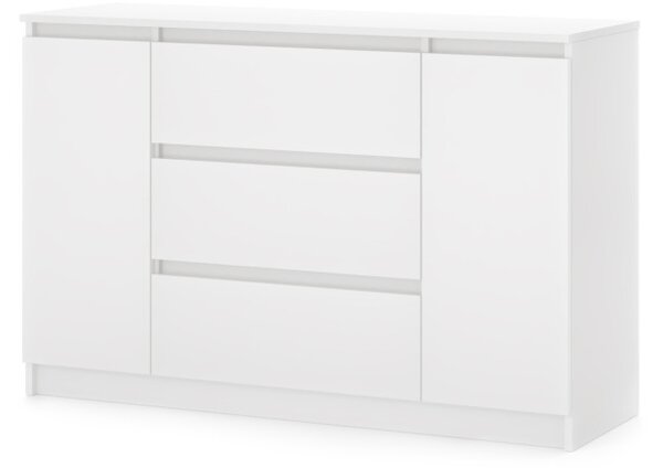 Comodă SIMPLE 120 cm, 2 uși 3 sertare, alb