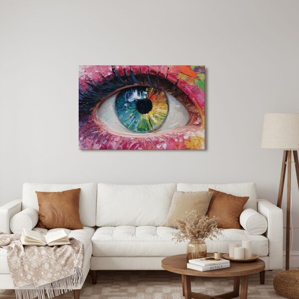 Tablou abstracție ochi curcubeu
