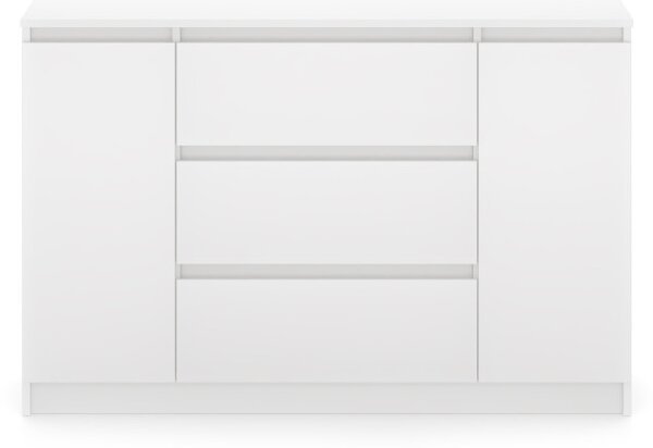 Comodă SIMPLE 120 cm, 2 uși 3 sertare, alb