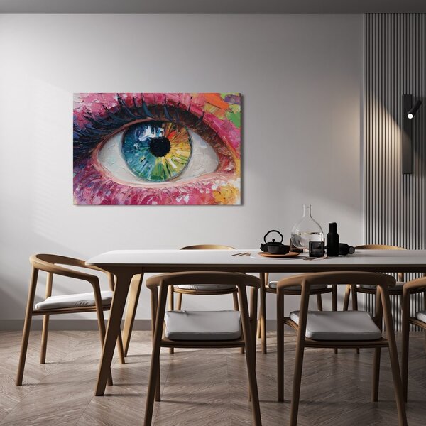 Tablou abstracție ochi curcubeu