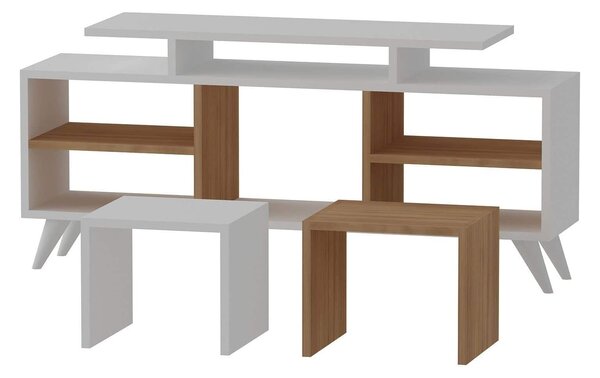 Mobilier living KUTAY, alb/stejar artisan, PAL melaminat, 3 piese, 120