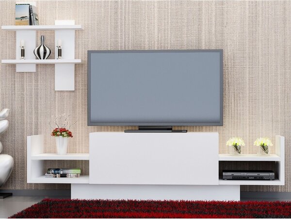 Mobilier living BAHAR, alb, PAL melaminat, 2 piese