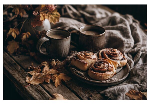 Tablou hygge de toamnă cu cafea