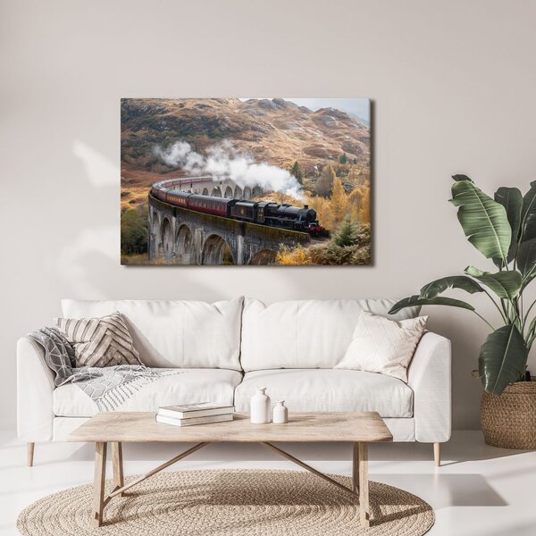 Tablou tren cu aburi istoric