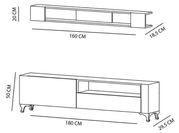 Mobilier living KAR, alb, PAL melaminat, 2 piese