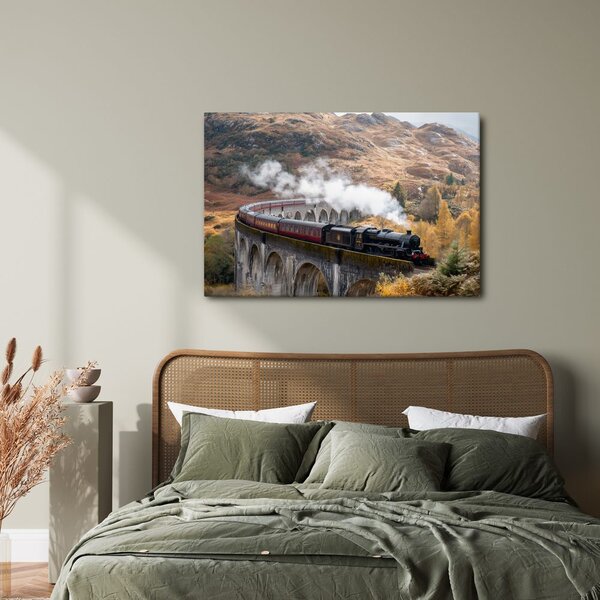 Tablou tren cu aburi istoric