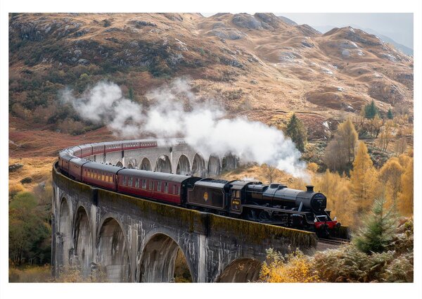 Tablou tren cu aburi istoric