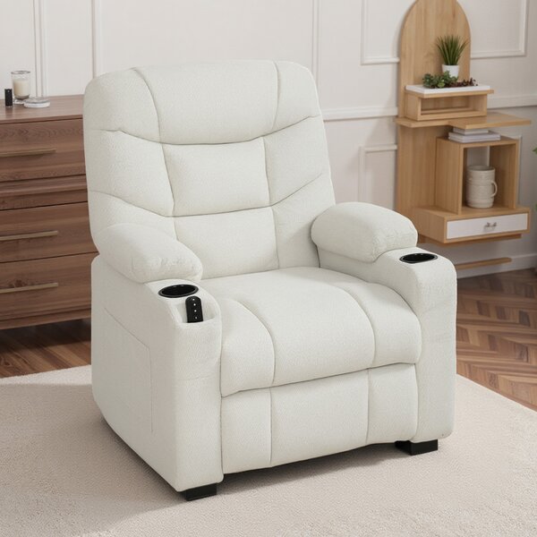HOMCOM Fotoliu Relax Electric Reclinabil 150° cu Suport pentru Picioare, Funcție Memorie, Telecomandă, din Catifea, Crem | Aosom Romania
