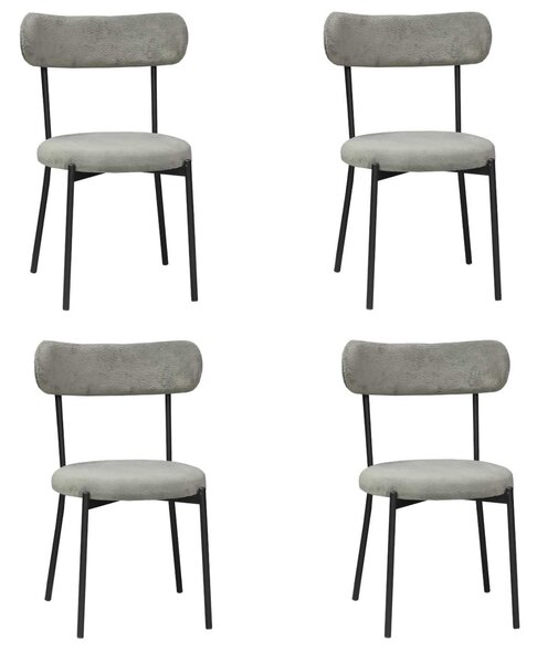 Set 4 Scaune Bucătărie Lana Gri, tapițate cu stofă boucle, picioare metalice negre, 83×53×43 cm