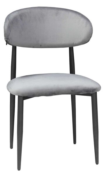 Scaun Bucătărie Olivia Gri, Tapițat cu Stofă Tip In, Picioare Metalice Negre, 86×51×48 cm