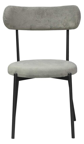 Scaun Bucătărie Lana Gri, tapițat cu stofă boucle, picioare metalice negre, 83×53×43 cm