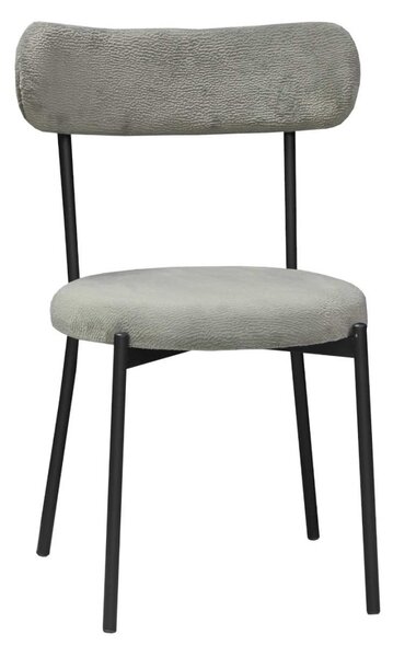 Set 6 Scaune Bucătărie Lana Gri, tapițate cu stofă boucle, picioare metalice negre, 83×53×43 cm