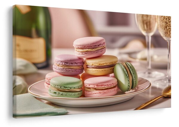 Tablou macarons pastel pe farfurie