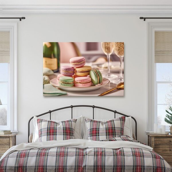 Tablou macarons pastel pe farfurie