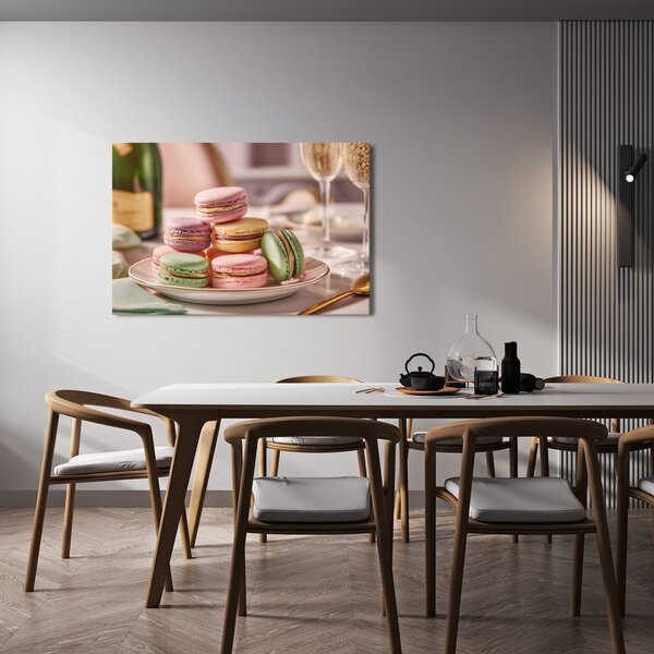 Tablou macarons pastel pe farfurie