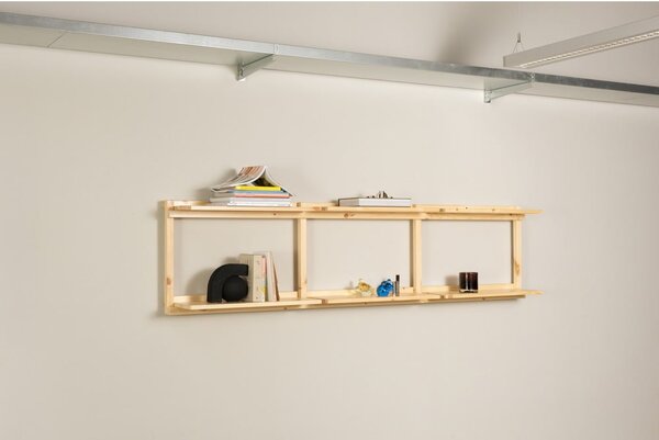 Bibliotecă de perete în culoare naturală din lemn de pin 192x47,5 cm Groove – Karup Design