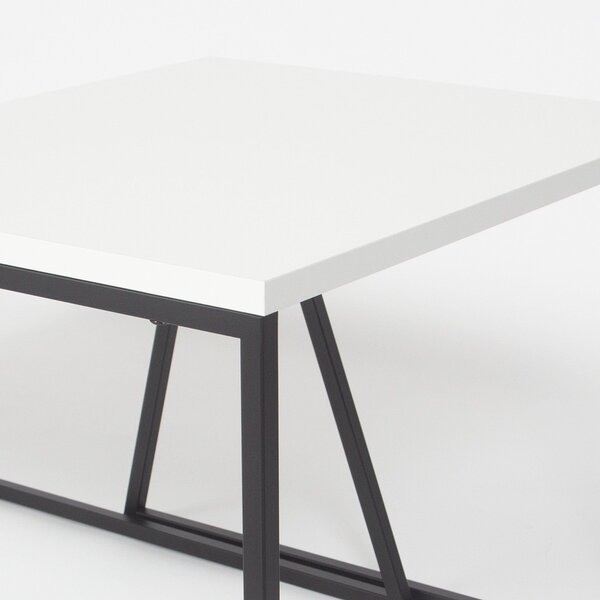 Set 2 masute cafea 855DTE2915, alb/negru, PAL melaminat/metal