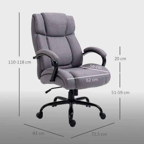 Vinsetto Scaun de birou ergonomic din material tip in, 220 kg, rotativ, reglabil pe înălțime, gri deschis | Aosom Romania