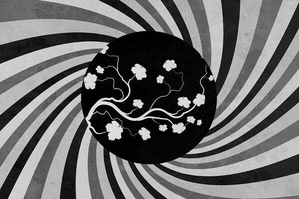 Tapet fundalul asiatic grunge în alb-negru