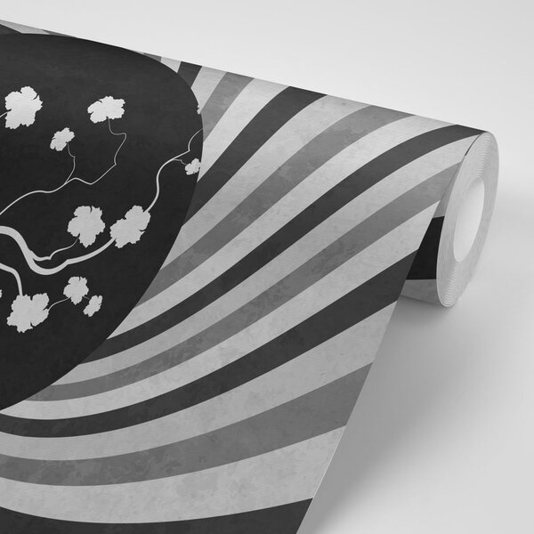 Tapet fundalul asiatic grunge în alb-negru