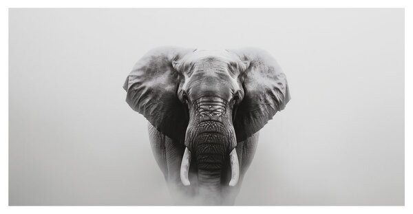 Tablou portret alb-negru de elefant