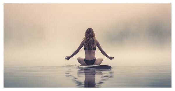 Tablou meditație în mijlocul lacului