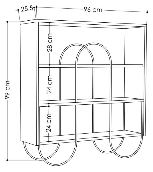 Consola NORFOLK, alb/negru, PAL melaminat/metal, 96x26x99 cm