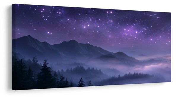 Tablou nebuloasă nocturnă în munți