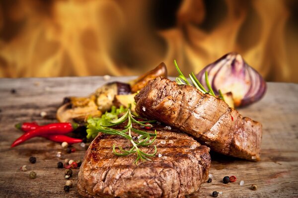 Fototapet steak de vită la grătar