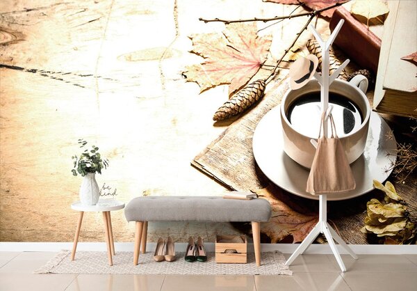 Fototapet o cană de cafea cu atingere de toamnă