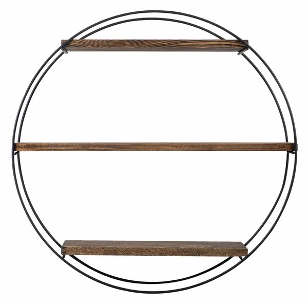 Raft TULIPA, nuc/negru, lemn/metal, 60x15x60 cm